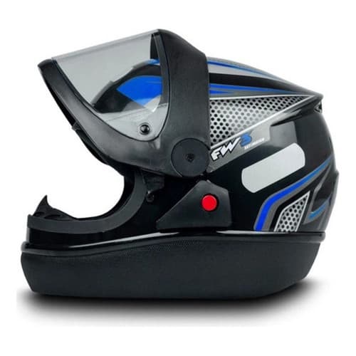 Capacete  Para Moto Automático Preto Com Vermelho Modelo Fw3