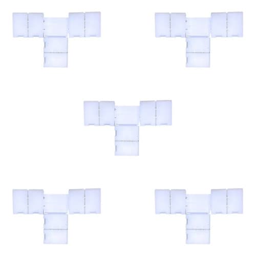 Kit 5 Conector T Fita Led Emenda Rápida 8mm 2 Vias Monocor