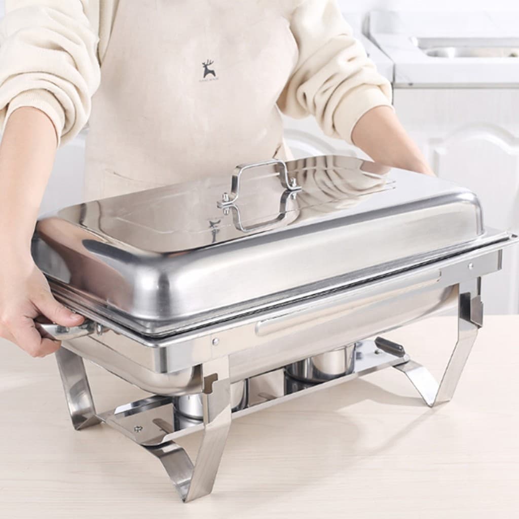 Rechaud Inox 9 Litros 1/2 Panelas Banho Maria 2 Cubas Buffet