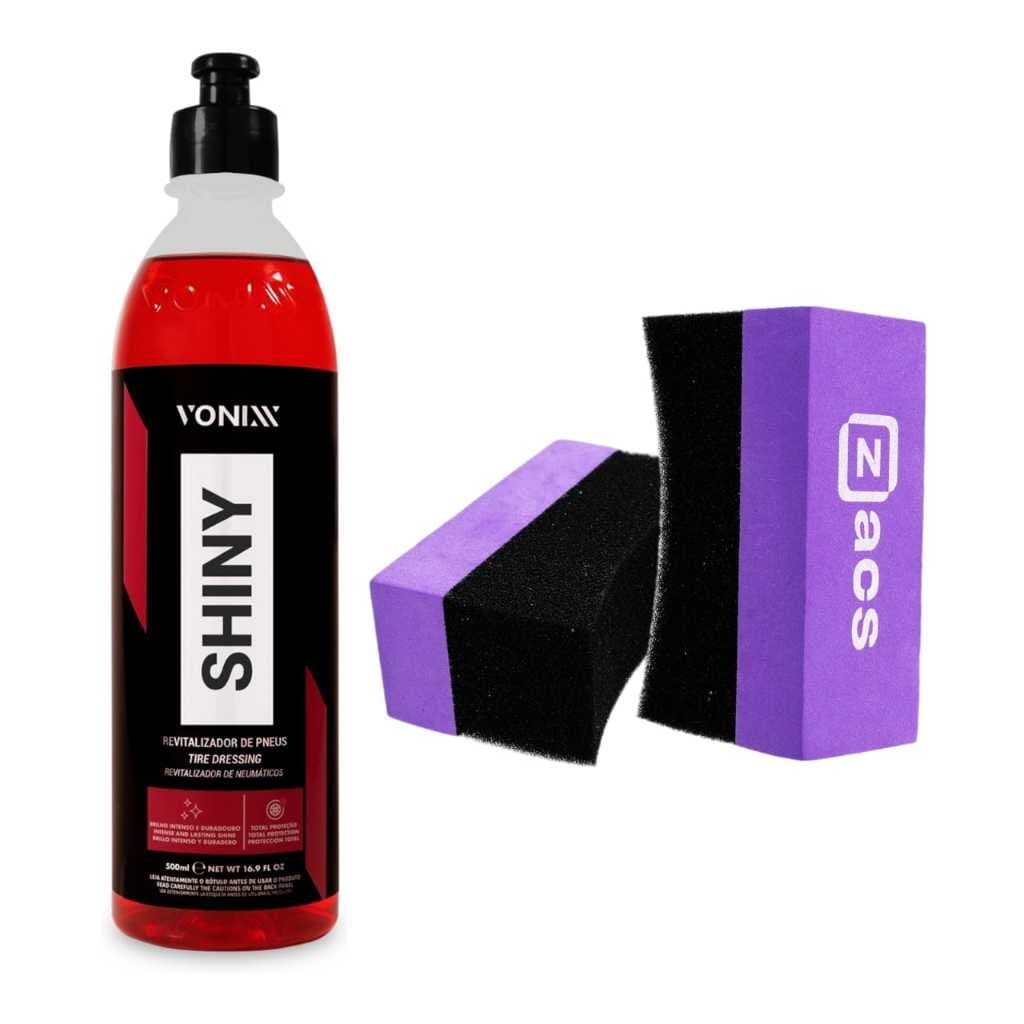 SHINY 500ml + APLICADOR DE PRETINHO PARA PNEUS - VONIXX - PNEU PRETINHO - BRILHO MOLHADO