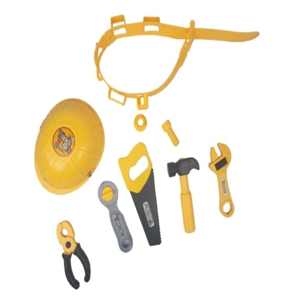 KIT DE FERRAMENTAS CINTO CAPACETE BRINQUEDO ACESSORIOS CHAVES ALICATE COMPLETO INFANTIL
