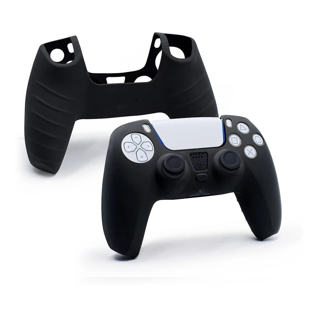 Capa de Silicone preto Controle Dualsense Ps5 + 8 pares de grips preto