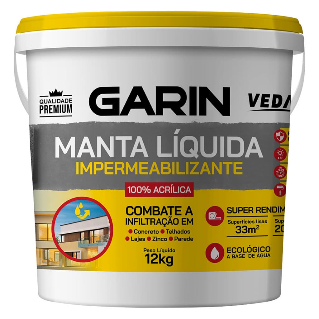 Manta Líquida Emborrachada Impermeabilizante Garin 12kg- Branca