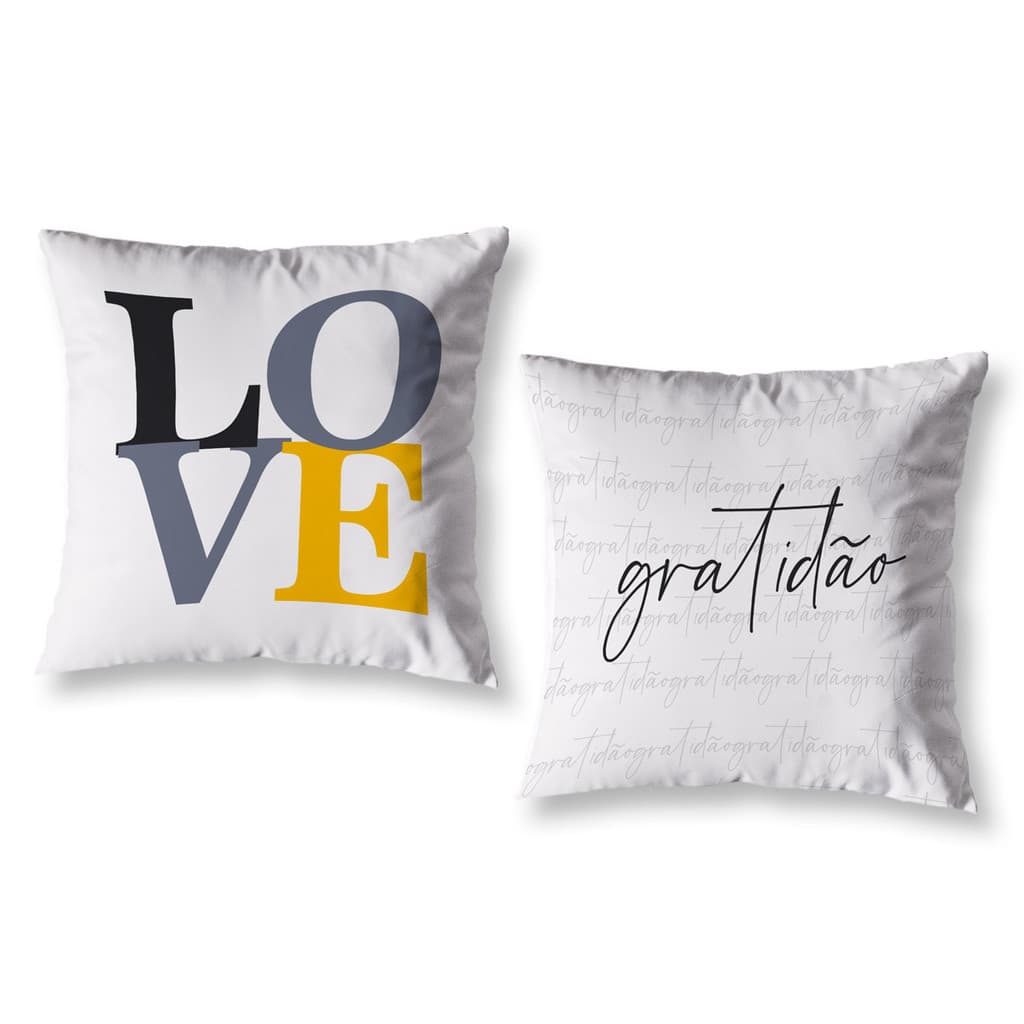 Kit 2 Almofadas Cheias 40cm x 40cm Decorativas Estampadas Coloridas Sala Sofá Quarto