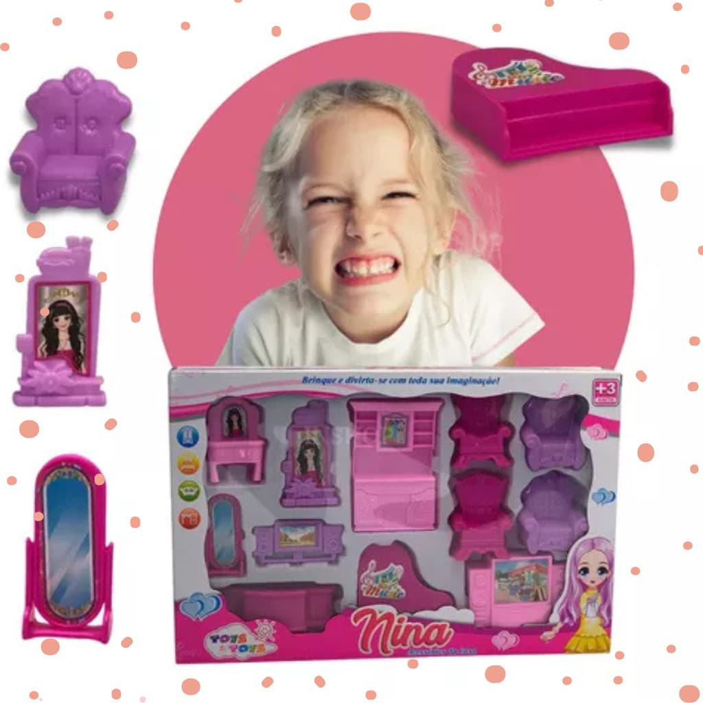 Kit de Acessórios Casa da Nina Brinquedos miniaturas Casa de boneca Infantil