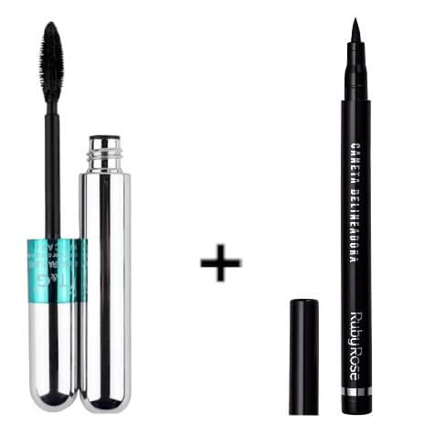 Kit uma Caneta delineadora da Ruby Rose HB-090 + uma Mascara de Cílios Tango 2 em 1 PA -7204