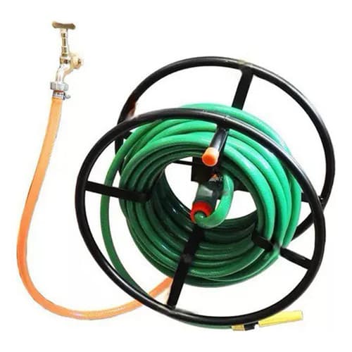 Suporte Enrolador Cores Eng P/ Mangueira 1/2  Enrola 50mts Preto