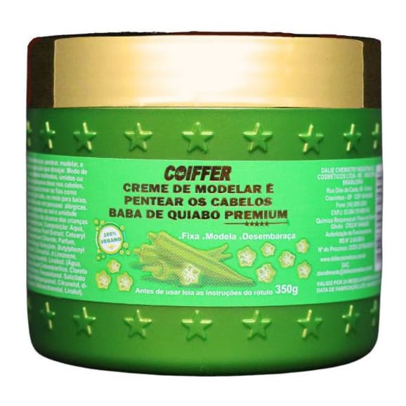 CREME DE MODELAR E PENTEAR OS CABELOS BABA DE QUIABO PREMIUM COIFFER 350G