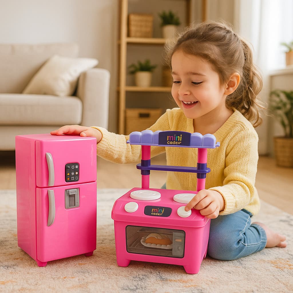 Brinquedo Infantil Freezer e Cooker Culinária Cozinha Cozinheira Coordenação Motora Criança