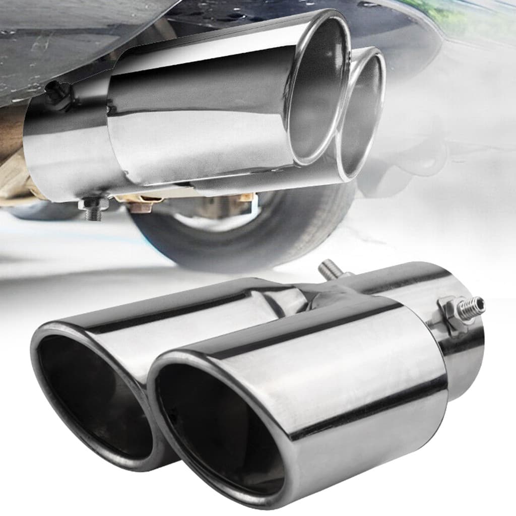 1 Pçs Universal De Aço Inoxidável Modificação Do Carro Tubo Duplo Escape Decoração Versão Espessada Dupla Saída Silencia