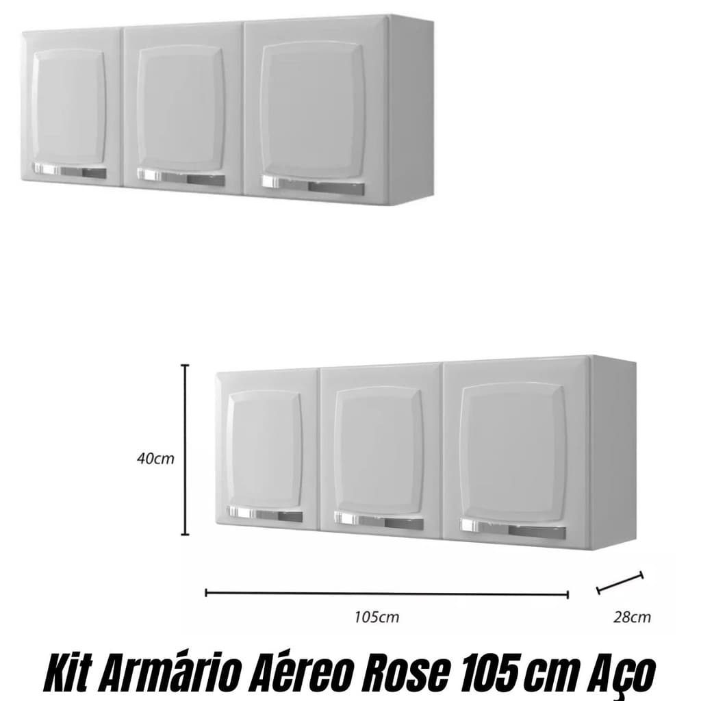 kit Duo / Dois Armário 3 Portas Itatiaia Aço Suspenso Funcional Preto Ou Branco