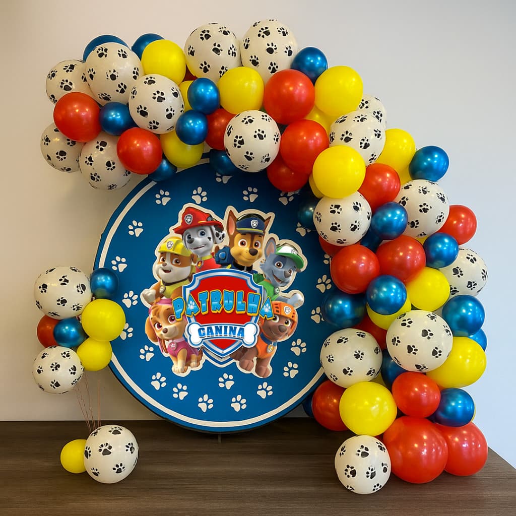 Kit 150 Balões Festa Tema Patrulha Canina + Fita Arco Balão Personalizado Decoração