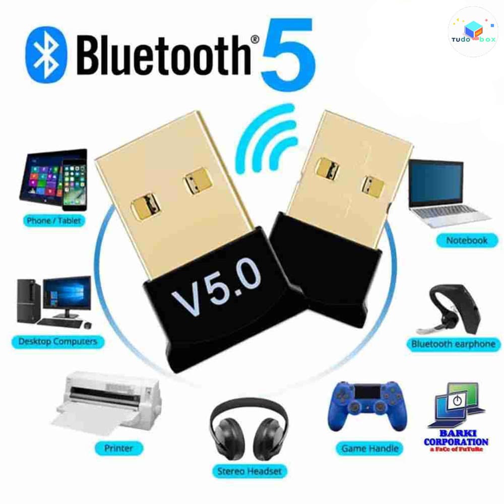 Adaptador Bluetooth 5.0 USB Transmissor Áudio Sem Fio para Notebook e Carros