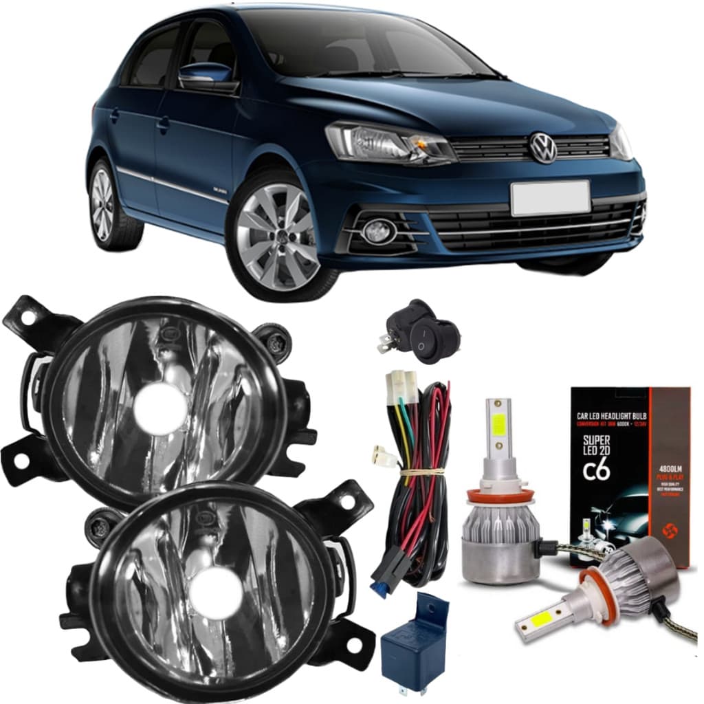 KIT FAROL MILHA VW GOL G7 2016 2017 2018 2019 2020 SUPER LED