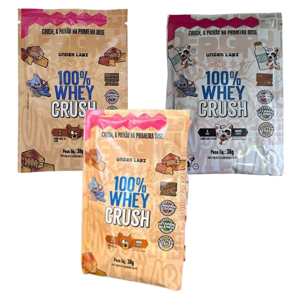 Kit Whey Protein Crush 100% Under Labz 3x Sachês Dose única 30g