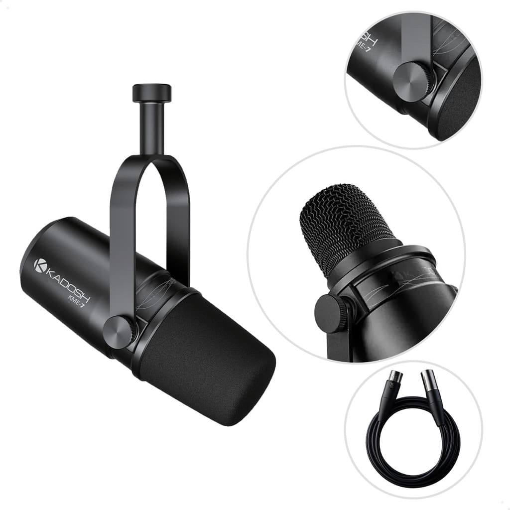 Microfone Profissional Kadosh Kme-7 Dinâmico Com Fio Xlr Voz