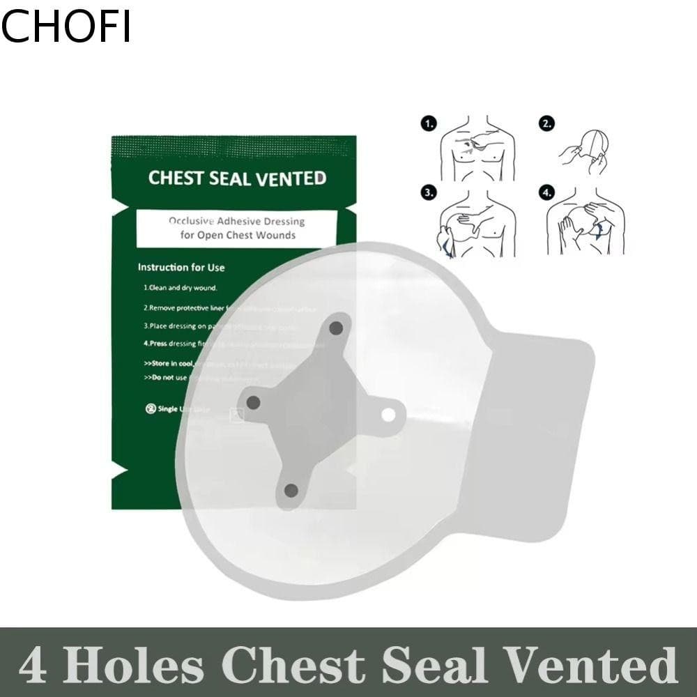 Selo De Tórax De Ventilação CHOFI , Adesivo Avançado Transparente Para Trauma , Com Vedação De Peito Externa Furo