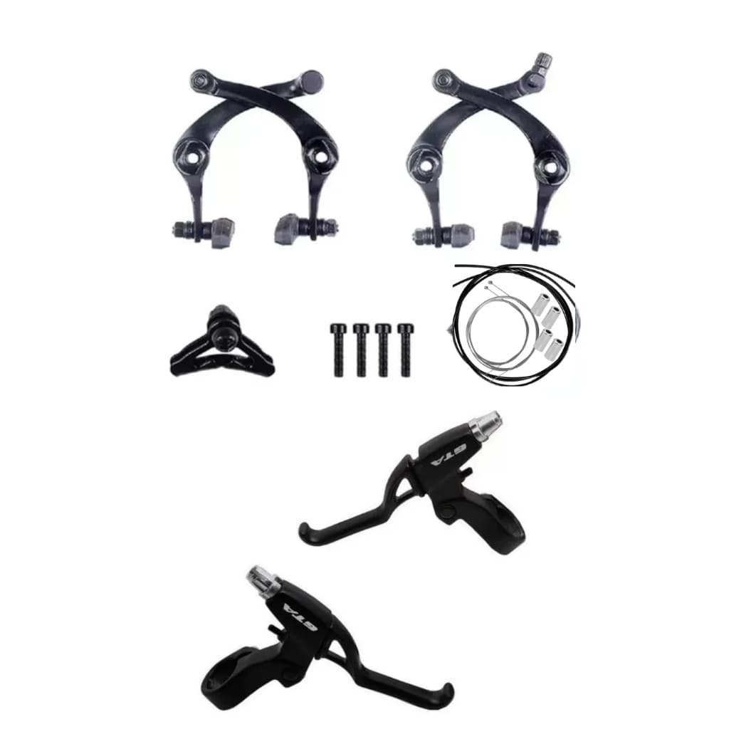 Kit Freio Completo U-Brake GTA + Par de Manetes Preto em Alumínio acompanha Cabos de Aço e Conduite para BMX CROSS PRO-X