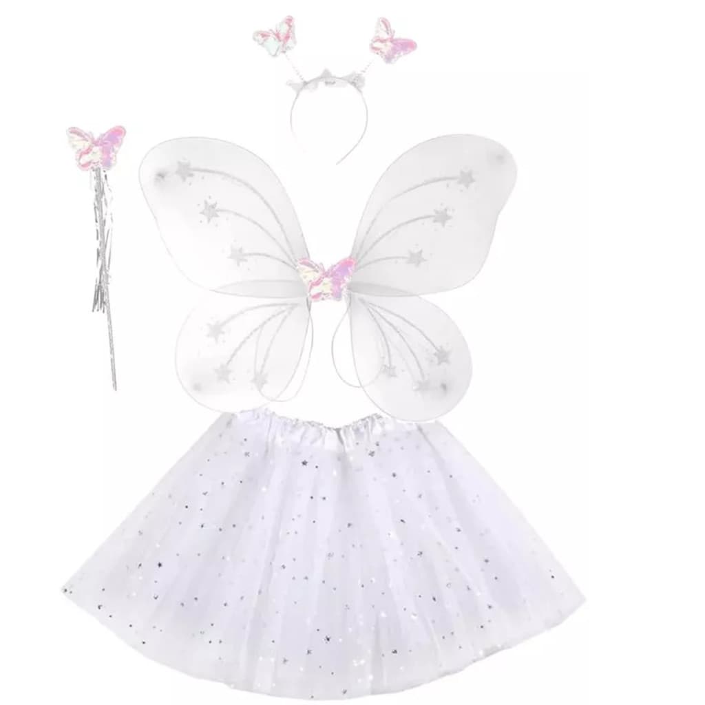 Kit Fantasia Borboleta Fada Infantil Asa Varinha Tiara Saia