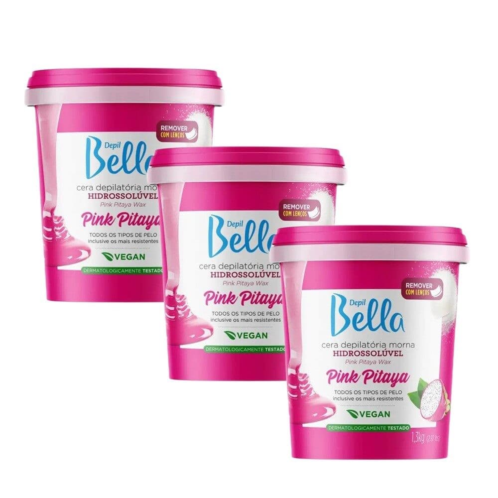 Kit 3 Ceras Depilatória Morna Pink Pitaya Depill Bella 1,3g