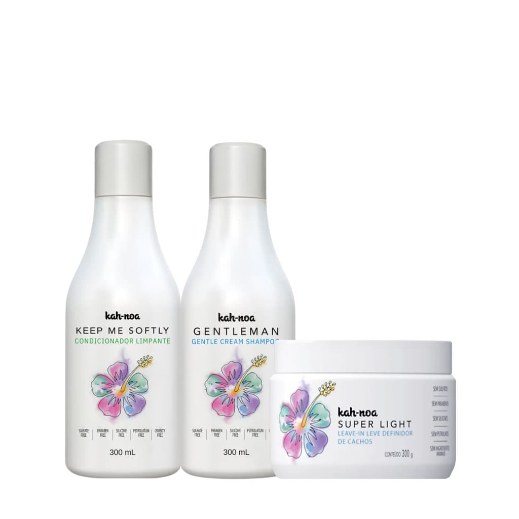 Kit Kah-Noa Shampoo, Condicionador Limpante e Leave-in Super Light
