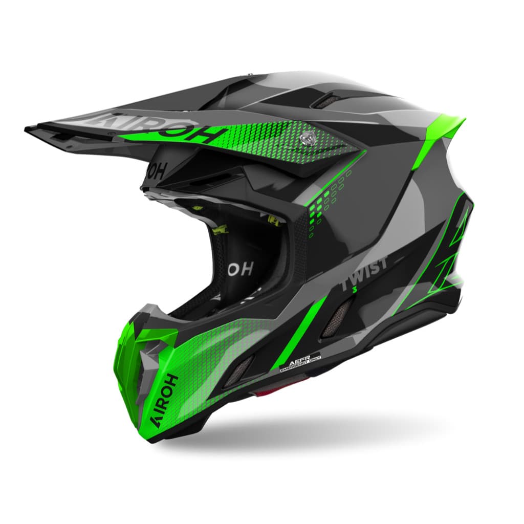 Capacete Motocross Trilha Airoh Twist 3 Shard Verde Brilho