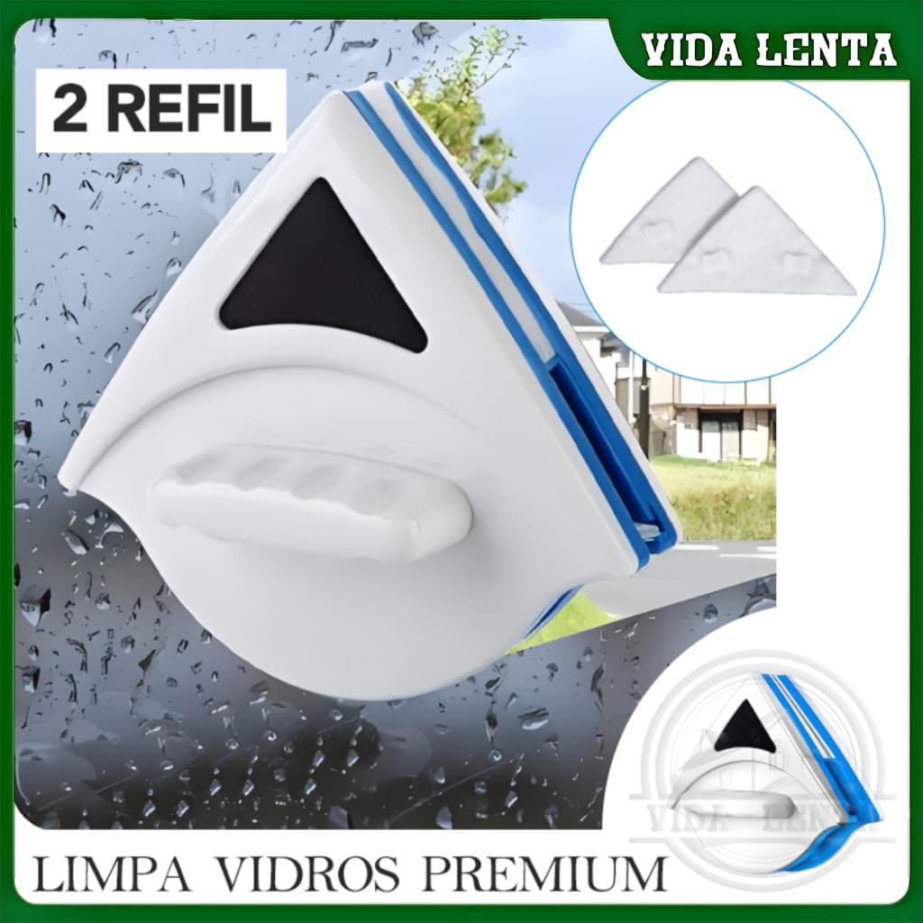 Limpador de Vidros Janelas Magnético Duplo Com Imã Reforçado Dupla Face com Super Imã - 2 REFIL GB