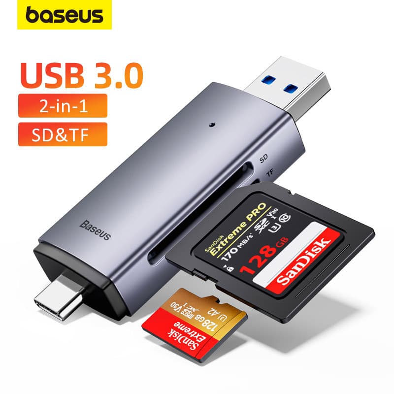Baseus Tipo C USB 3.0 Para SD Leitor De Cartão TF Acessórios Laptop 2 EM 1