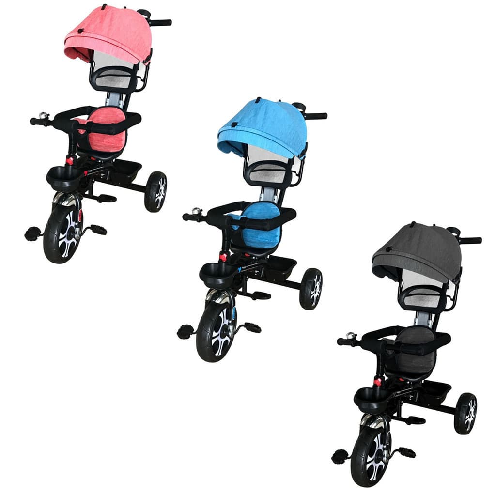Triciclo Motoca Bicicleta 3 Rodas Infantil Passeio com Empurrador Pedal Capota Brinqway Bw302