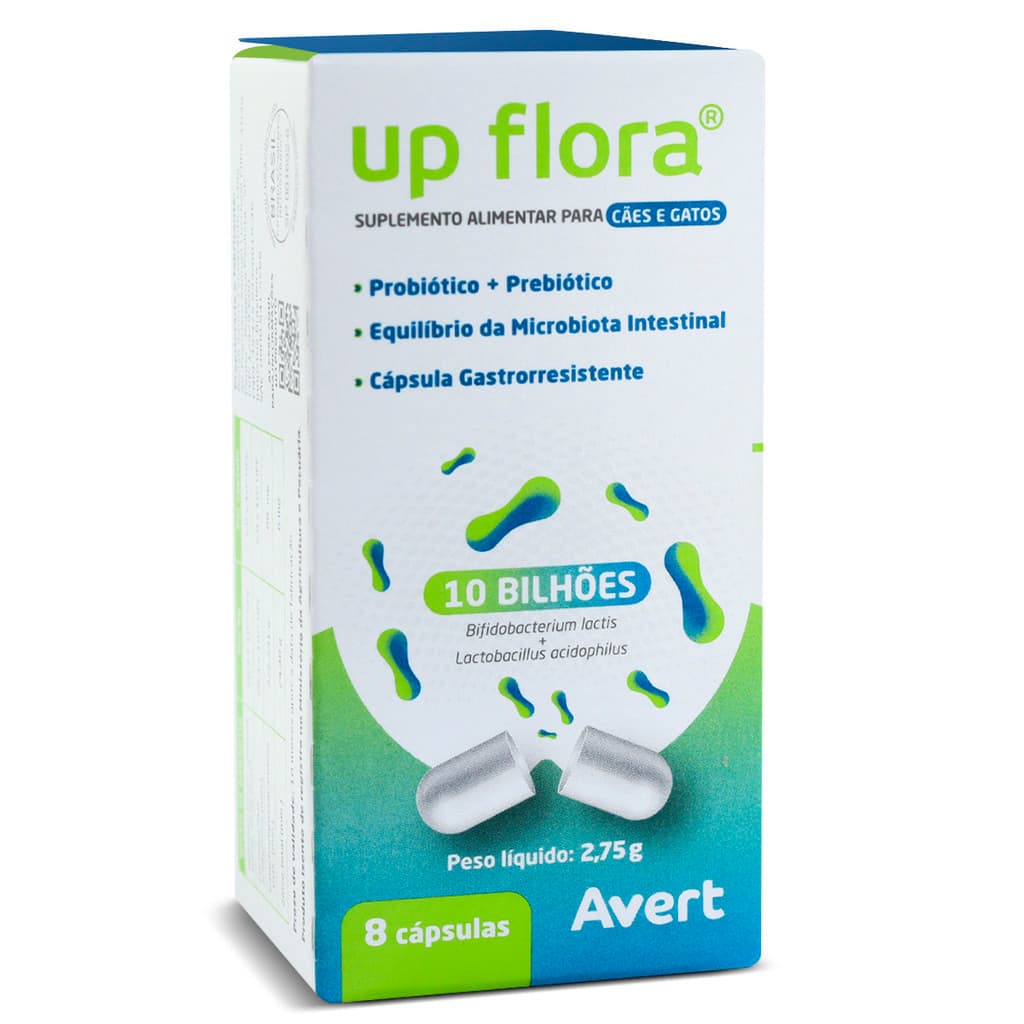 Suplemento Avert Up Flora para Cães e Gatos 8 Cápsulas