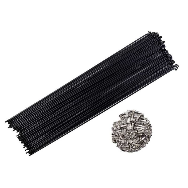 Conjunto 72 Raios para Bicicletas Em Inox Preto 293mm x 2.0 com Niples