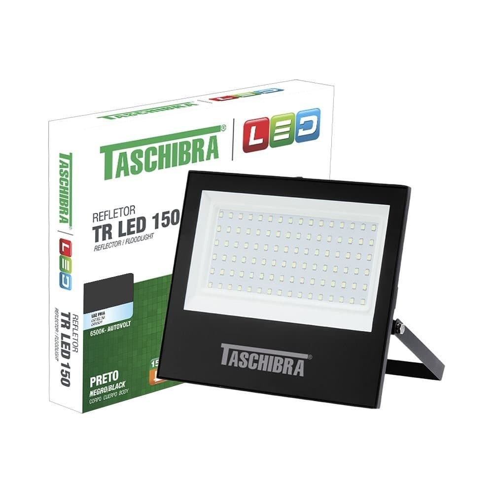 Refletor Taschibra Led TR Slim 150W Luz Fria 6500K Prova D'água IP65 Preto Bivolt