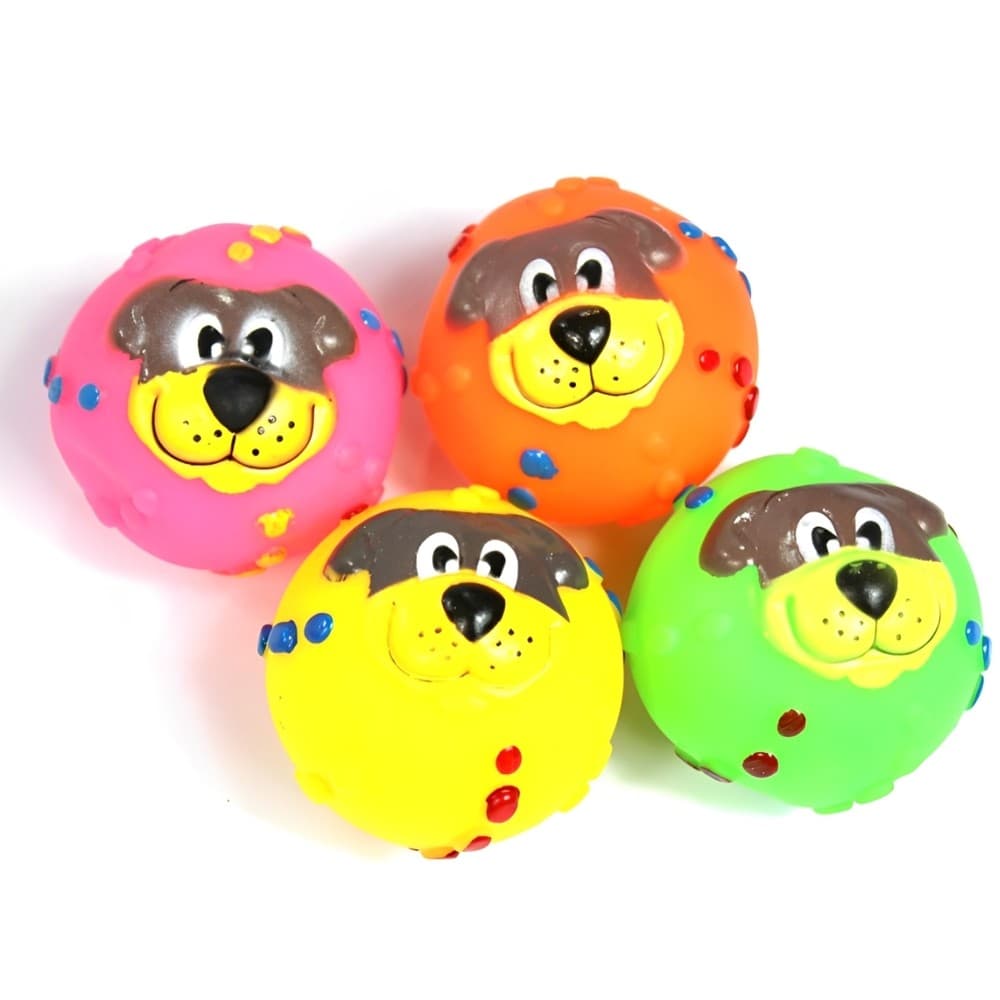 Kit 3 Brinquedo Bola Cachorro Macia com Som Cor Sortida