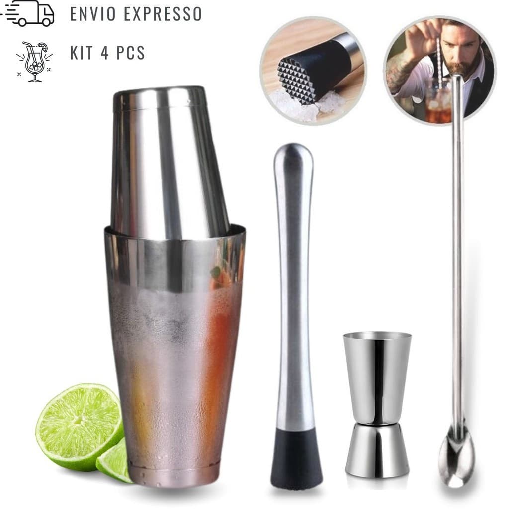 Kit Coqueteleira Boston 4pcs Caipirinha Profissional