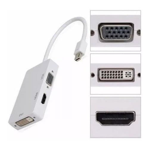 Cabo Adaptador 3x1 Mini Display Port/ Hdmi-dvi-vga/ Novo