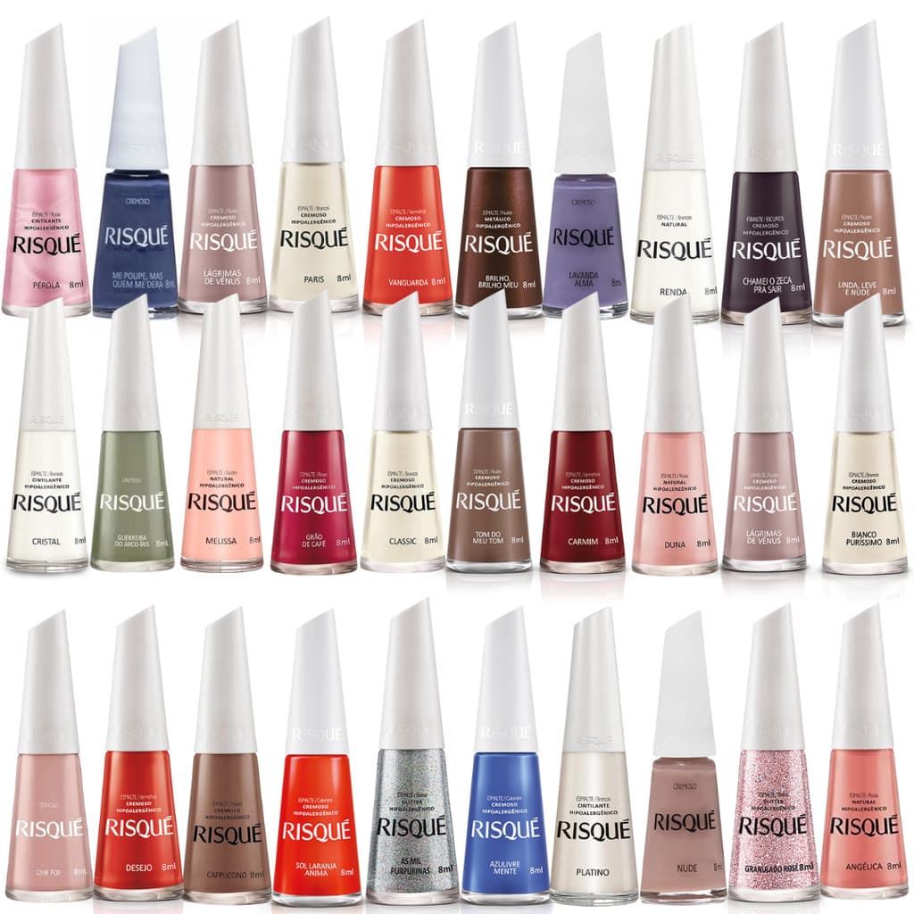 Risqué Kit 30 Esmaltes Unha Manicure Cores Sortidas Risque Hipoalergenicos Atacado