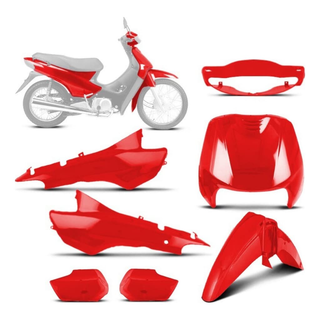 Kit Plásticos Carenagem Moto Honda Biz 100 de 1998 A 2005 Bico Frontal Farol Tampas Paralama Dianteiro Com NFE e Grantia