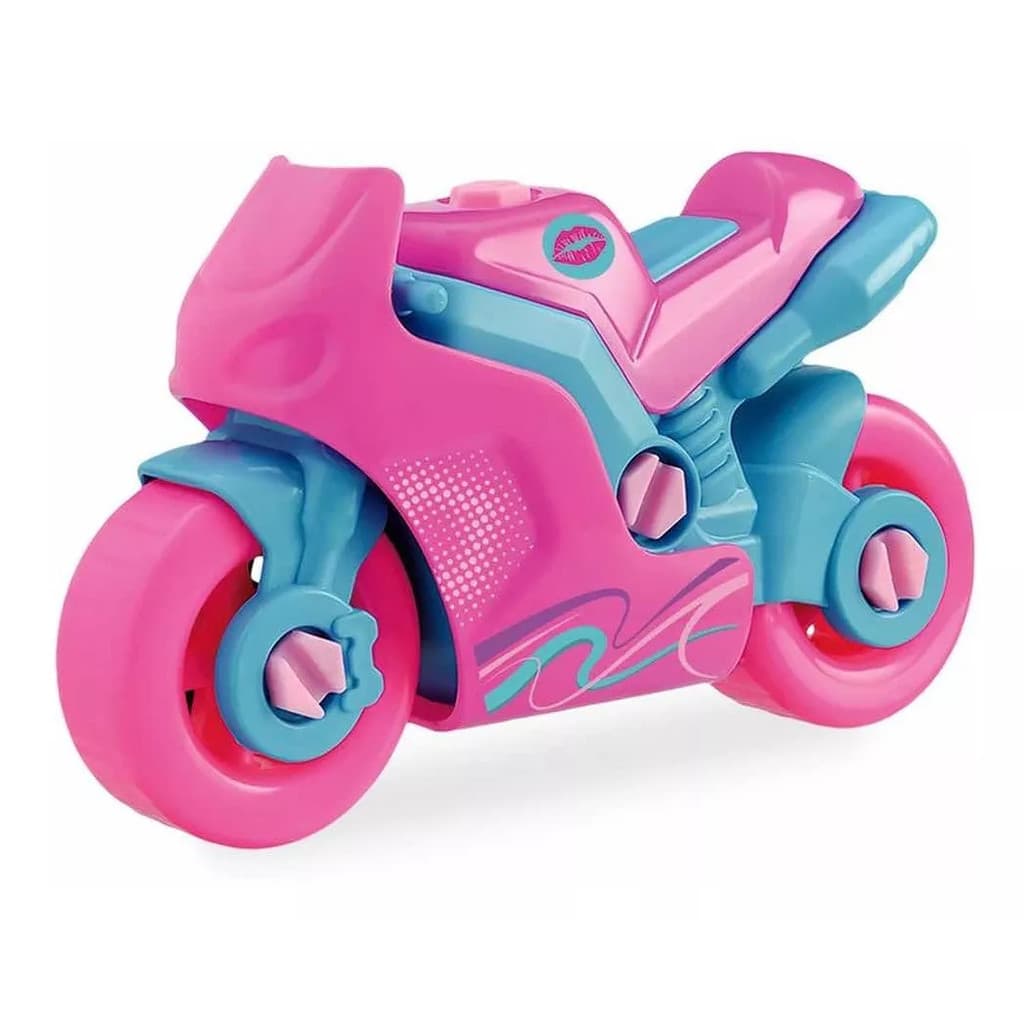 Moto Infantil Pink Brinquedo Monta e Desmonta Usual Brinquedos