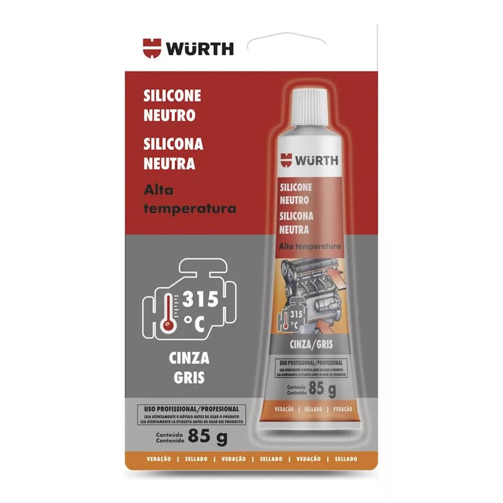 Silicone Neutro Alta Temperatura Pro Cinza 85g Wurth