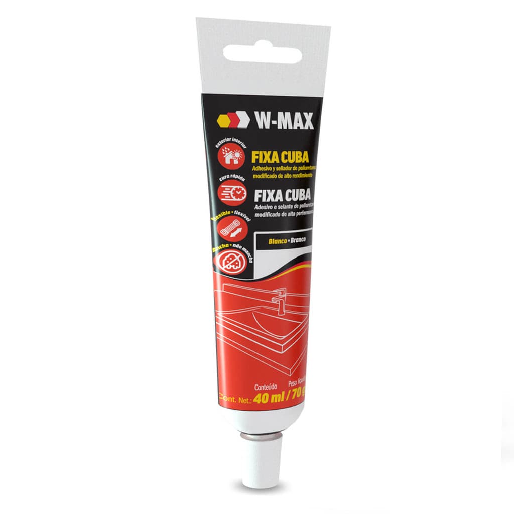 Cola Fixa Cuba Inox Mármores E Granitos Fixa Cuba Branco 70g/40ml W-Max