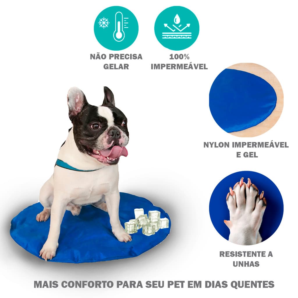Tapete Gelado Refrescante Pet Cachorro e Gato Em Gel M 48cm Redondo