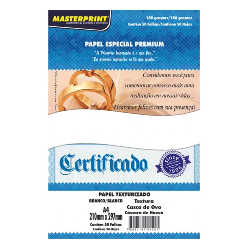 Papel Texturizado A4 Casca de Ovo 180g com 50 Folhas