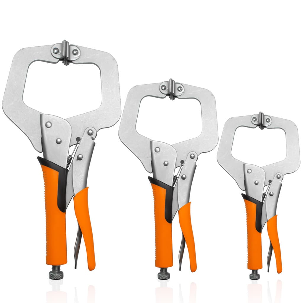 Kit 3 Alicates de Pressão Tipo C Autoajustáveis 6 8 10 Pol ou 2 Alicates Tipo U/C 11 Pol 280mm Aço