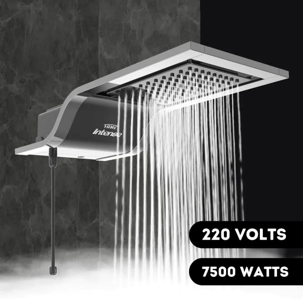 Chuveiro Ducha Eletrônico Intense Preto Cromado 220V 7800W Alta Pressão Haste Removível