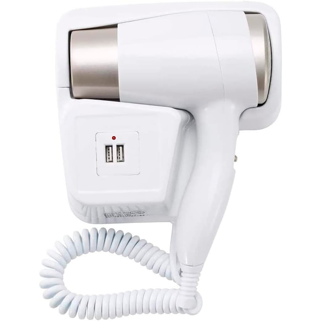 Secador De Cabelo De Parede Para Banheiro Academia 2 Usb