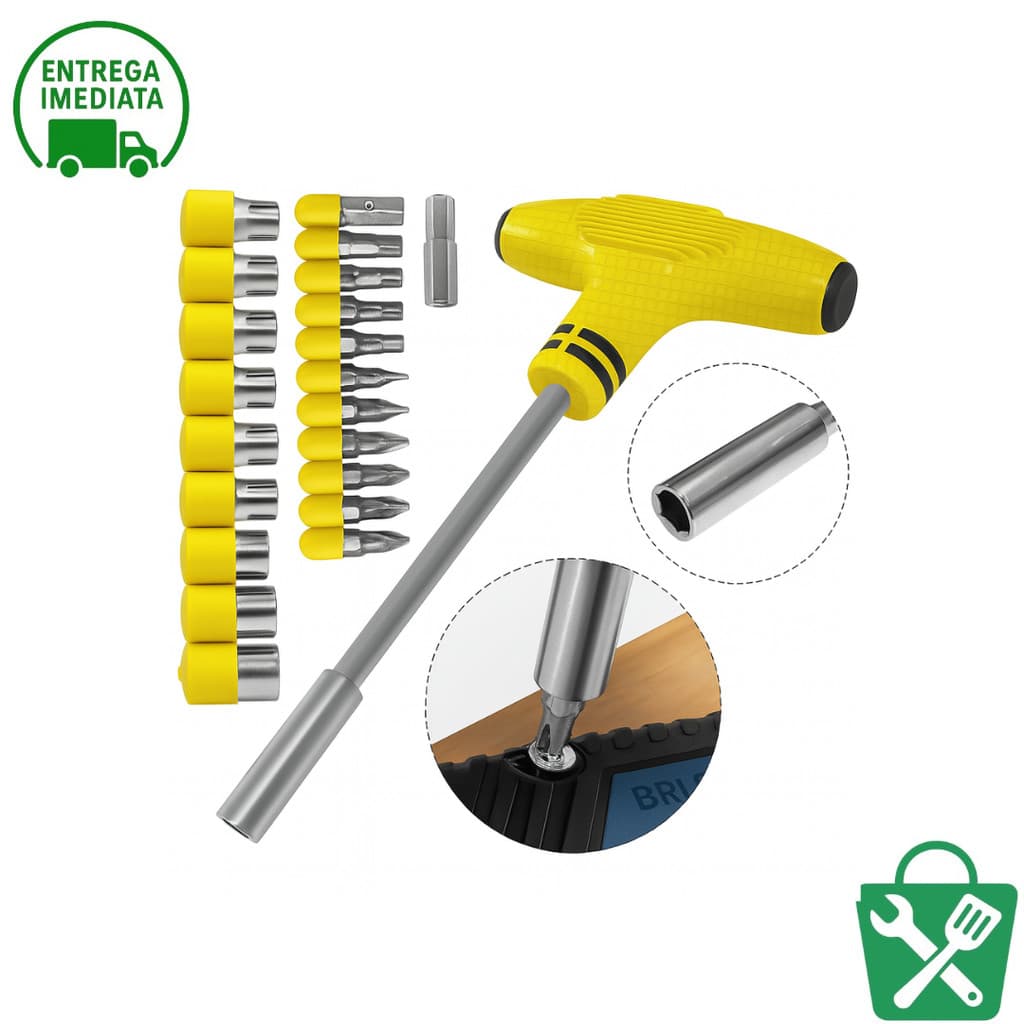 Jogo de Chave em T Profissional - Multiuso - Fenda/Philips - Super Resistente