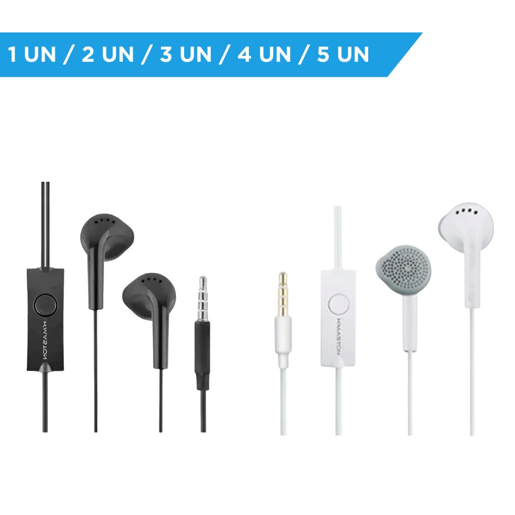 Fone de Ouvido Estéreo com Fio e Microfone – Conexão P2 3.5mm para Celulares