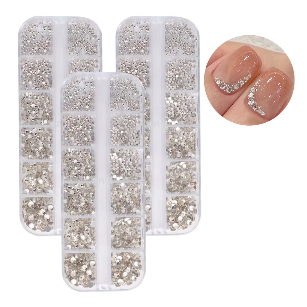 Strass Prata para Unhas Decoradas – 3 Caixinhas com Pedrinhas Brilhantes para Nail Art Profissional
