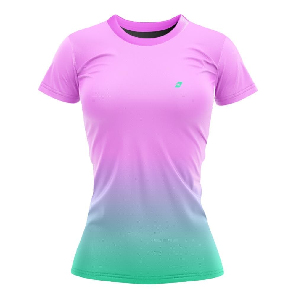 Camiseta Feminina Dry Fit Baby Look Corrida Caminhada Academia Estampa Degradê