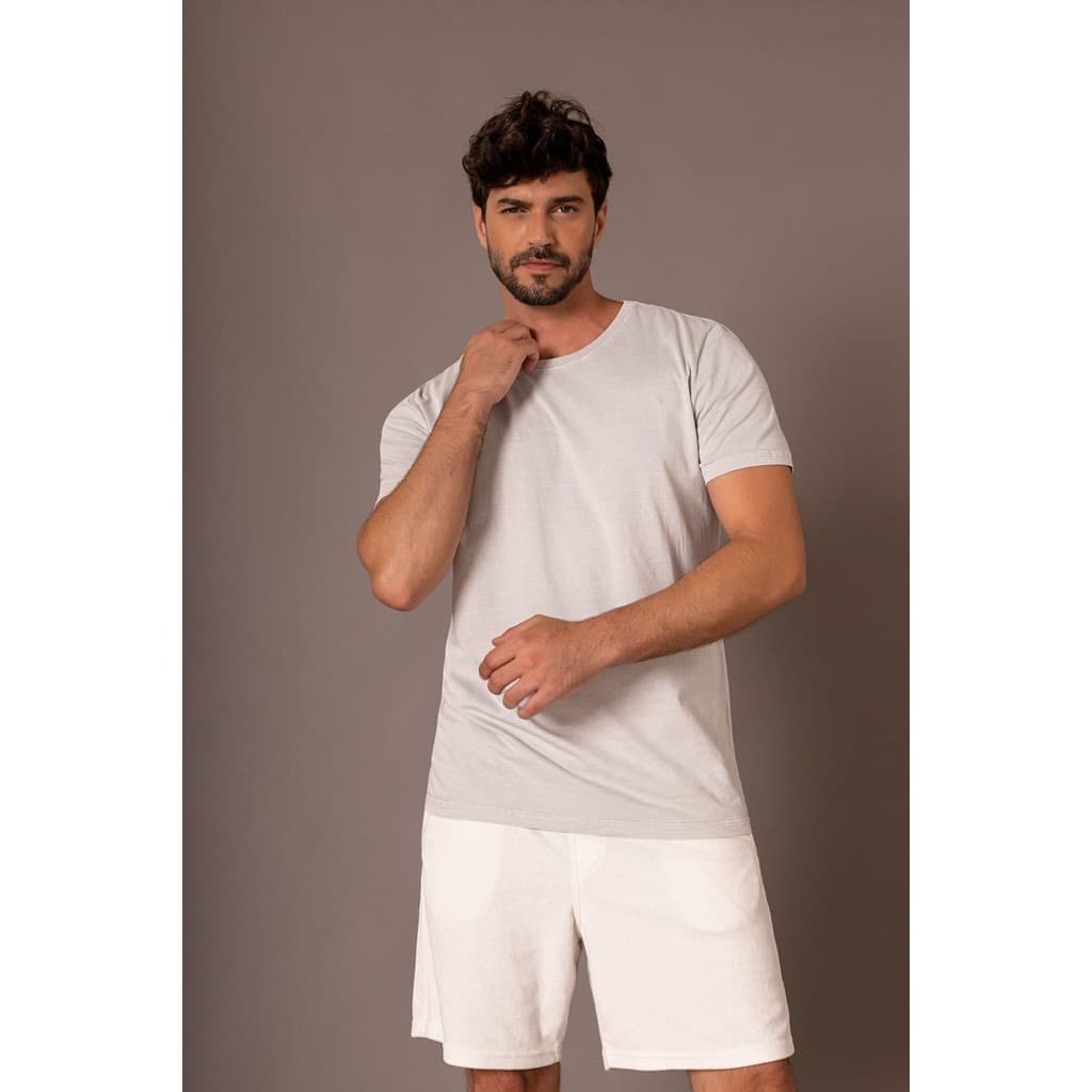 Camiseta Estonada Cinza Claro